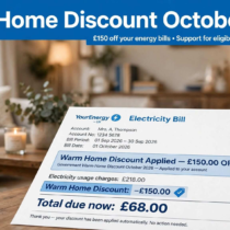 Warm Home Discount October 2026 £150 off electricity bill applied