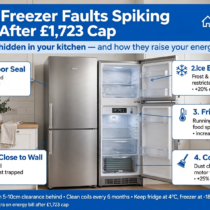 5 fridge freezer faults spiking energy bill after £1,723 price cap October 2026 - broken seal, ice buildup, too warm, dusty coils, too close to wall